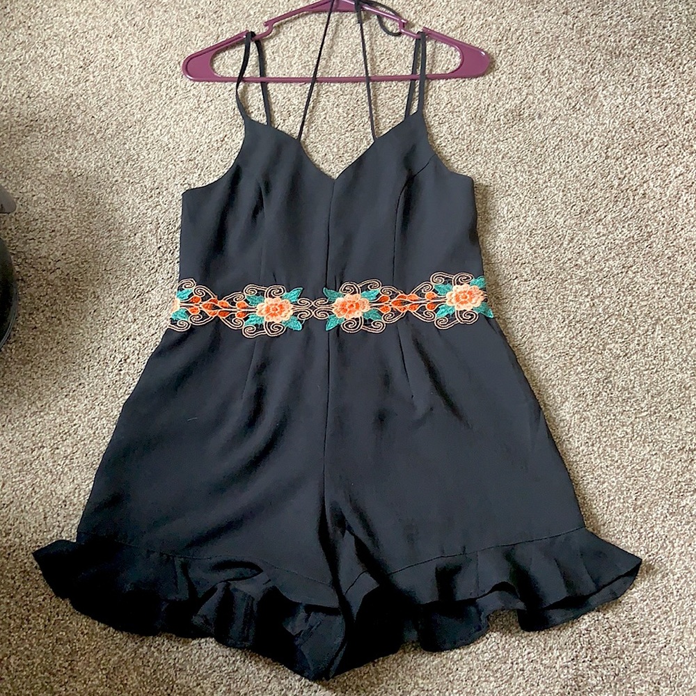 Black Floral Romper